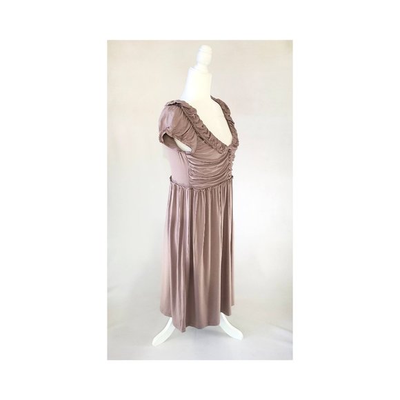 Hoss Intropia Blush Button Corset Style Swoop Neck Ruched Dusty Pink Dress Mediu - Picture 2 of 6